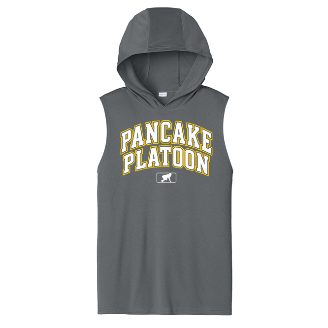 PANCAKE PLATOON (Collegiate) - Hooded Muscle Tee