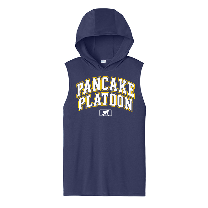 PANCAKE PLATOON (Collegiate) - Hooded Muscle Tee