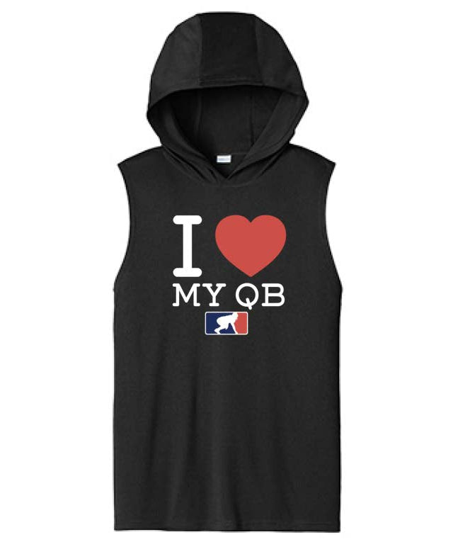 I <3 MY QB - Hooded Muscle Tee