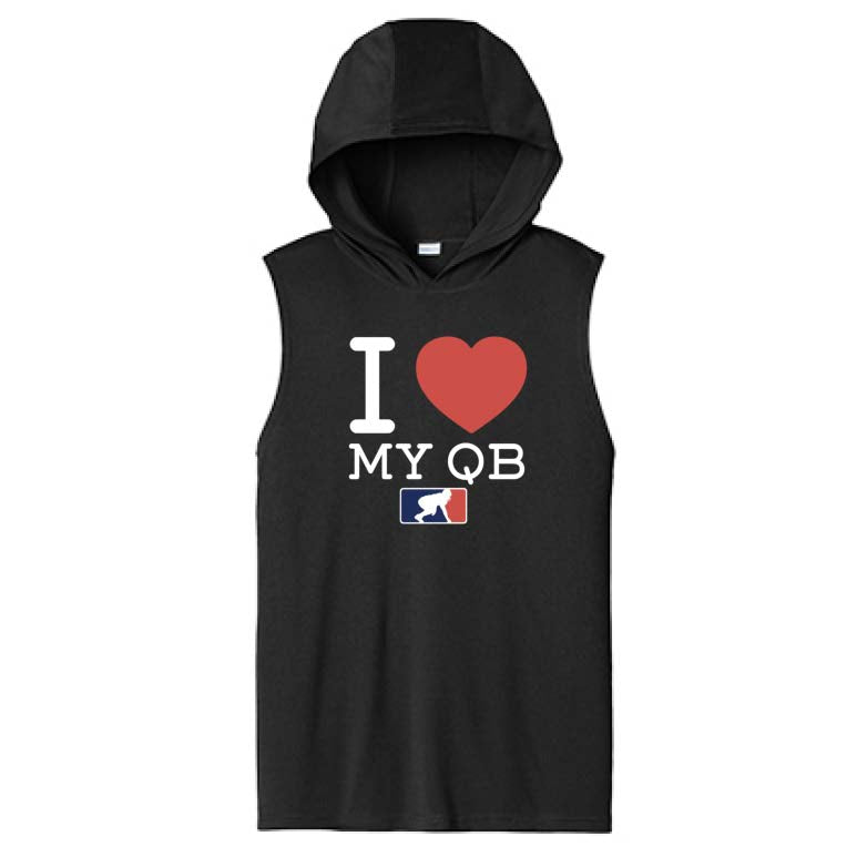 I <3 MY QB - Hooded Muscle Tee