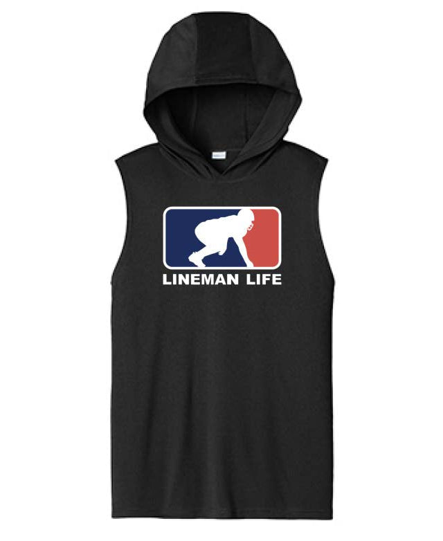 LINEMAN LIFE LOGO - Hooded Muscle Tee