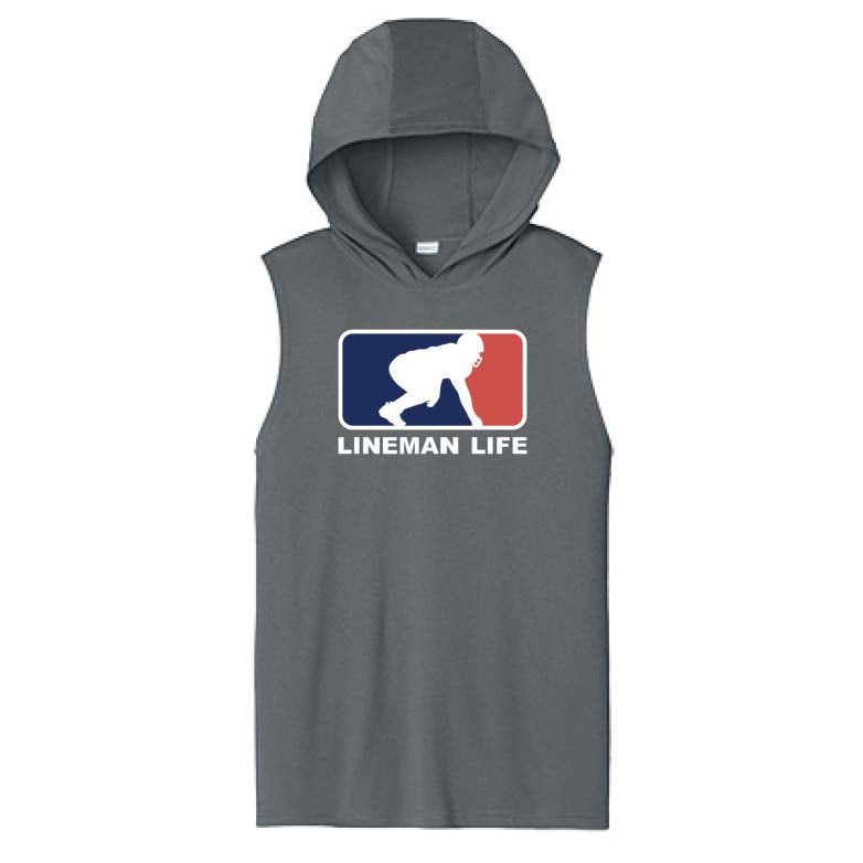 LINEMAN LIFE LOGO - Hooded Muscle Tee