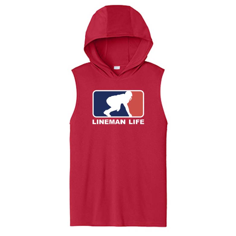 LINEMAN LIFE LOGO - Hooded Muscle Tee