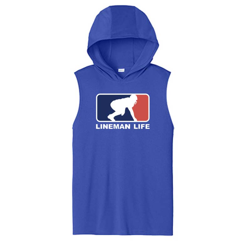 LINEMAN LIFE LOGO - Hooded Muscle Tee