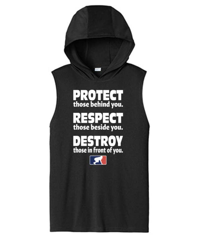 PROTECT RESPECT DESTROY - Hooded Muscle Tee