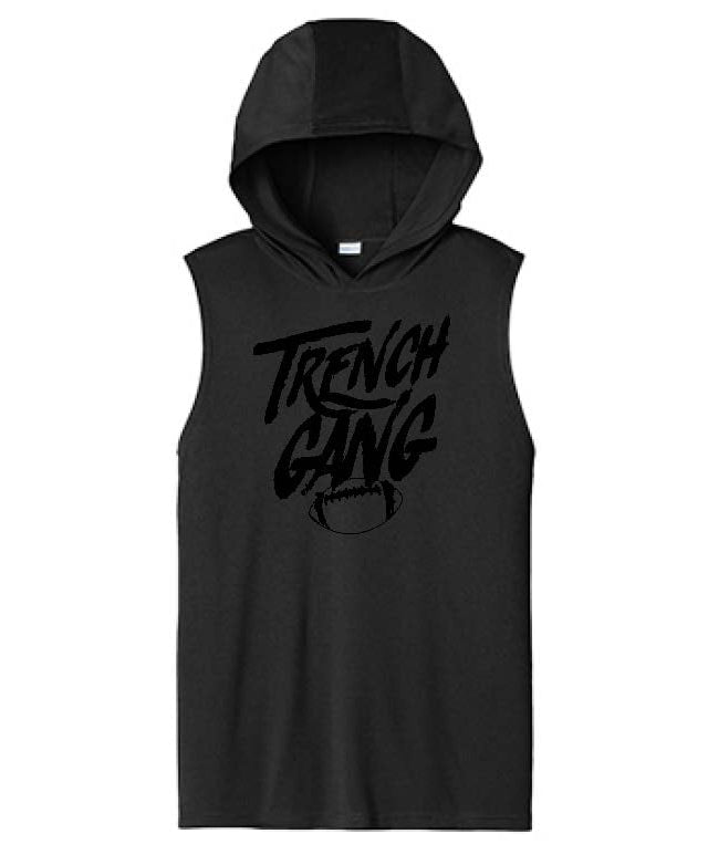 TRENCH GANG (Black) - Hooded Muscle Tee