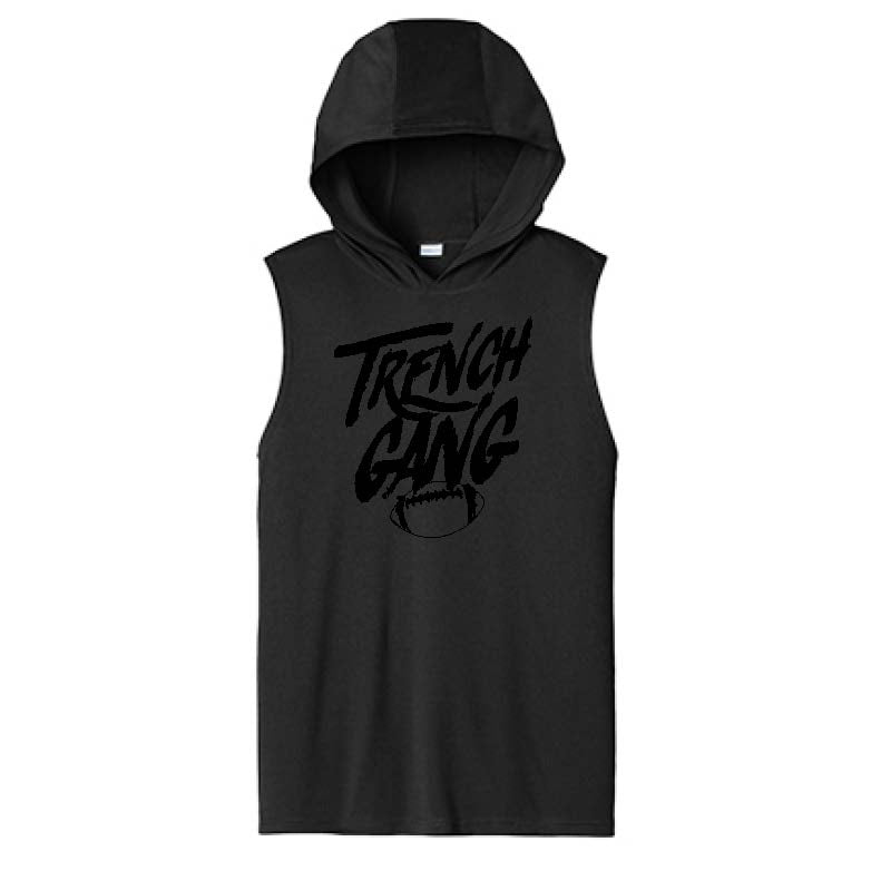 TRENCH GANG (Black) - Hooded Muscle Tee