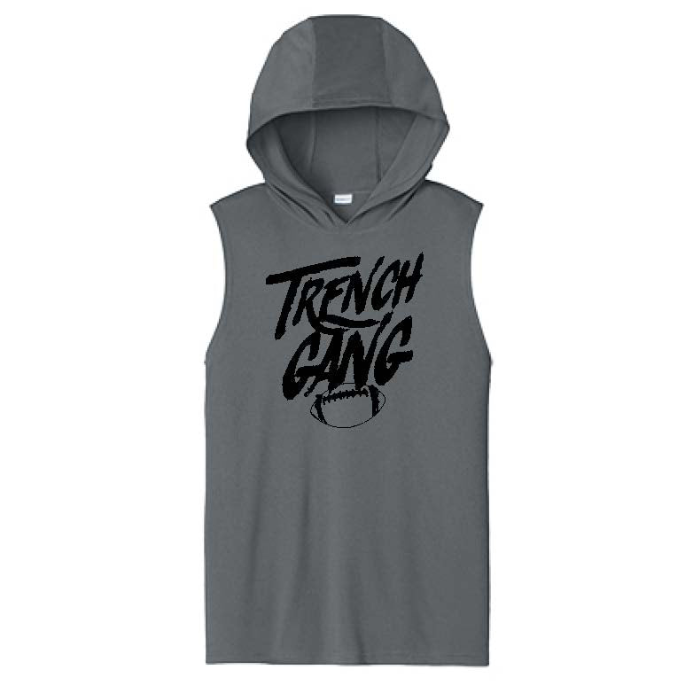 TRENCH GANG (Black) - Hooded Muscle Tee