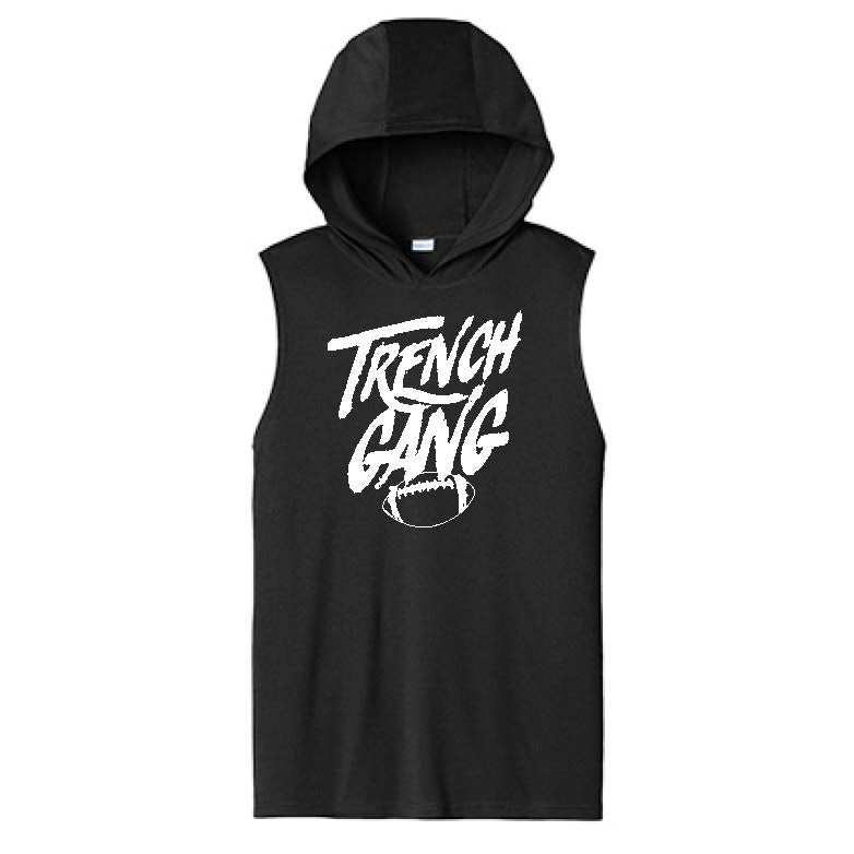 TRENCH GANG (White) - Hooded Muscle Tee