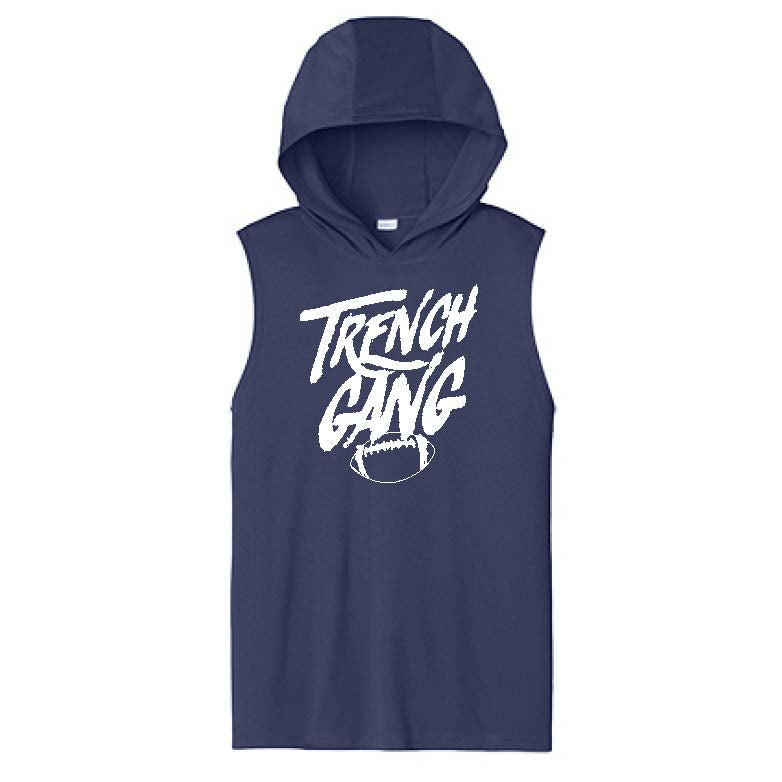 TRENCH GANG (White) - Hooded Muscle Tee