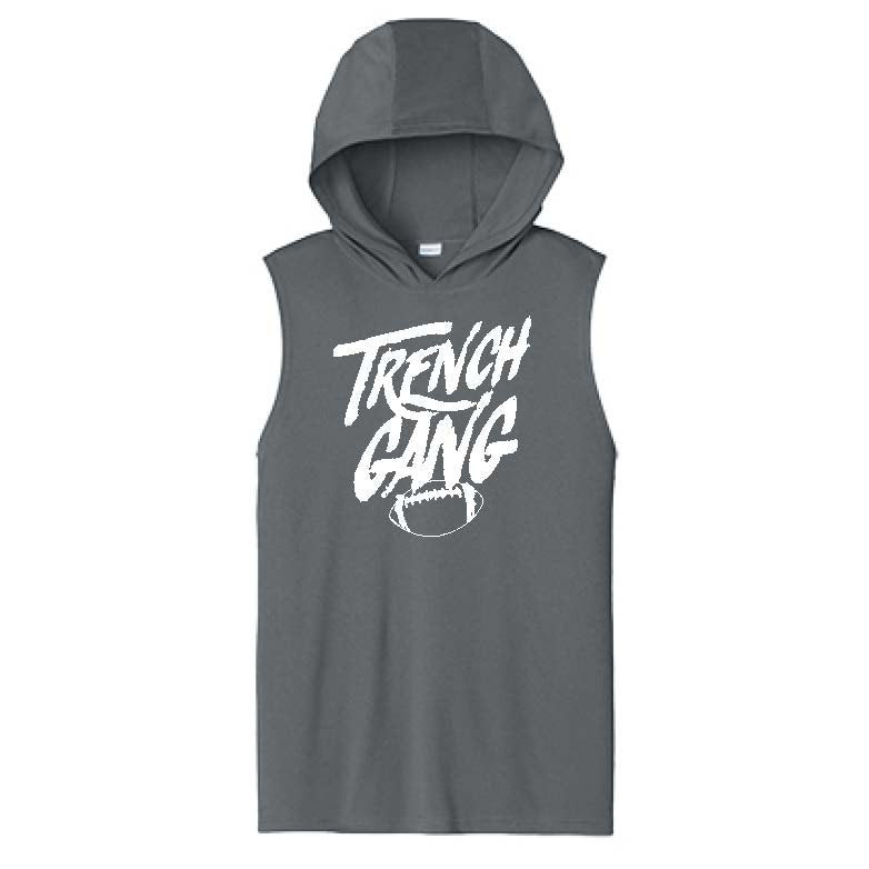 TRENCH GANG (White) - Hooded Muscle Tee