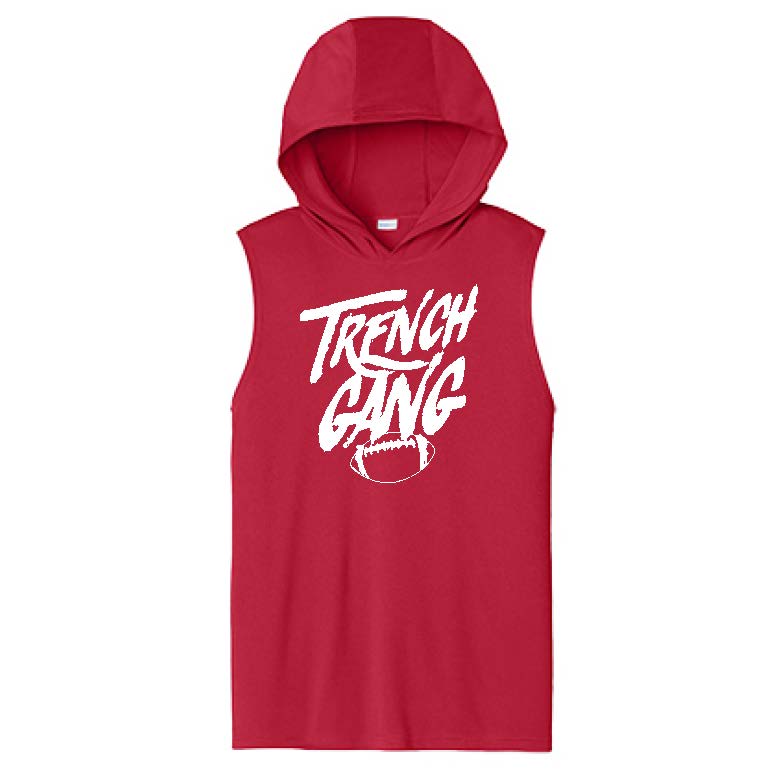 TRENCH GANG (White) - Hooded Muscle Tee