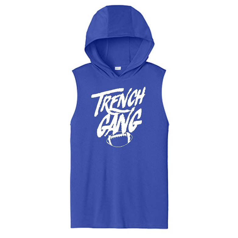 TRENCH GANG (White) - Hooded Muscle Tee