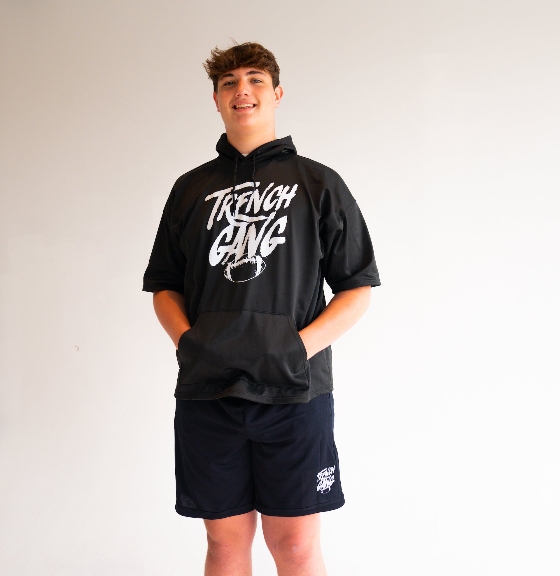 TRENCH GANG (White) - Short Sleeve Hoodie