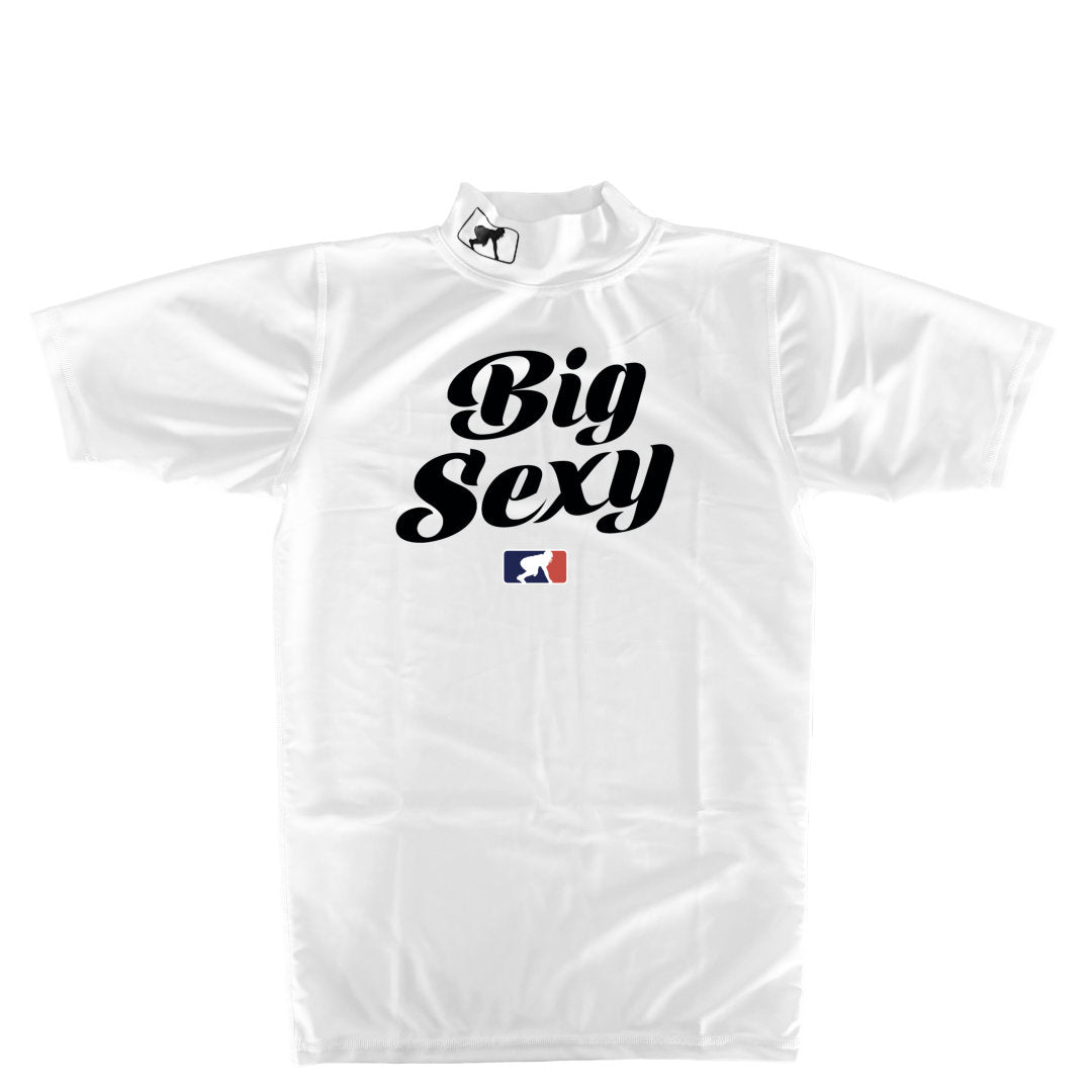 BIG SEXY (Black) - Mock Neck Short Sleeve Compression Top