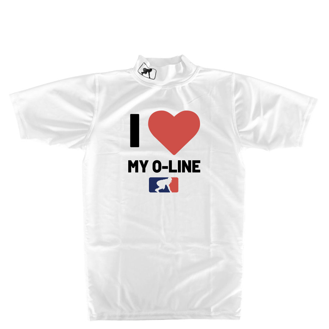 I <3 MY O-LINE - Mock Neck Short Sleeve Compression Top