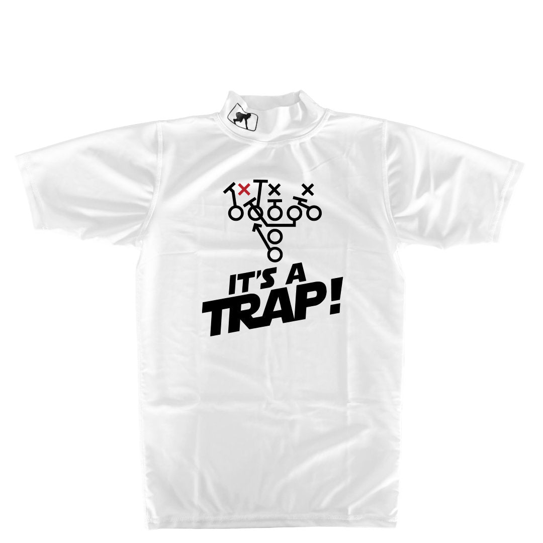 ITS A TRAP! (Black) - Mock Neck Short Sleeve Compression Top
