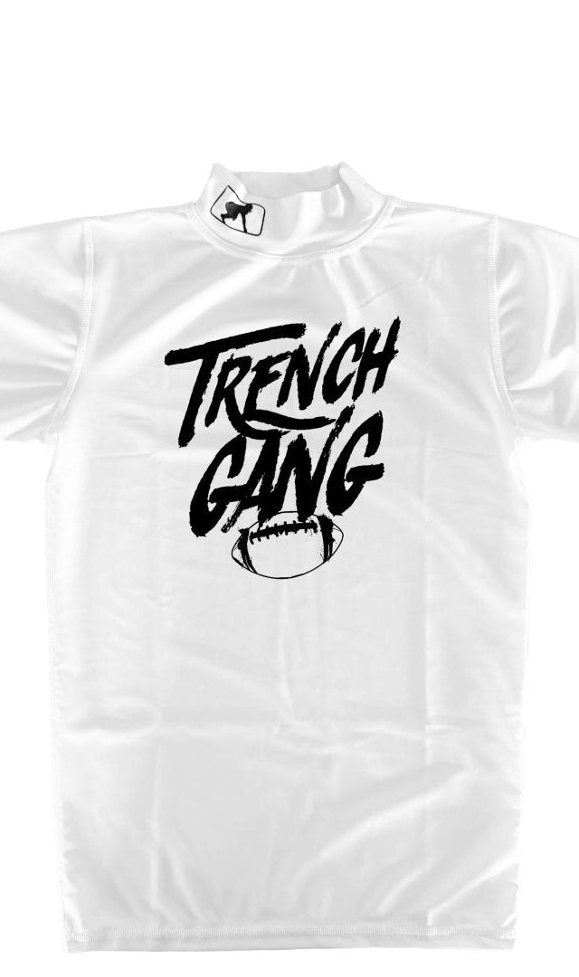 TRENCH GANG (Black) - Mock Neck Short Sleeve Compression Top