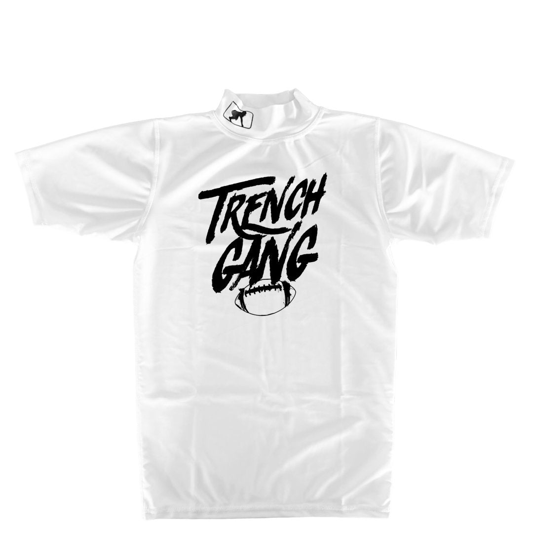 TRENCH GANG (Black) - Mock Neck Short Sleeve Compression Top