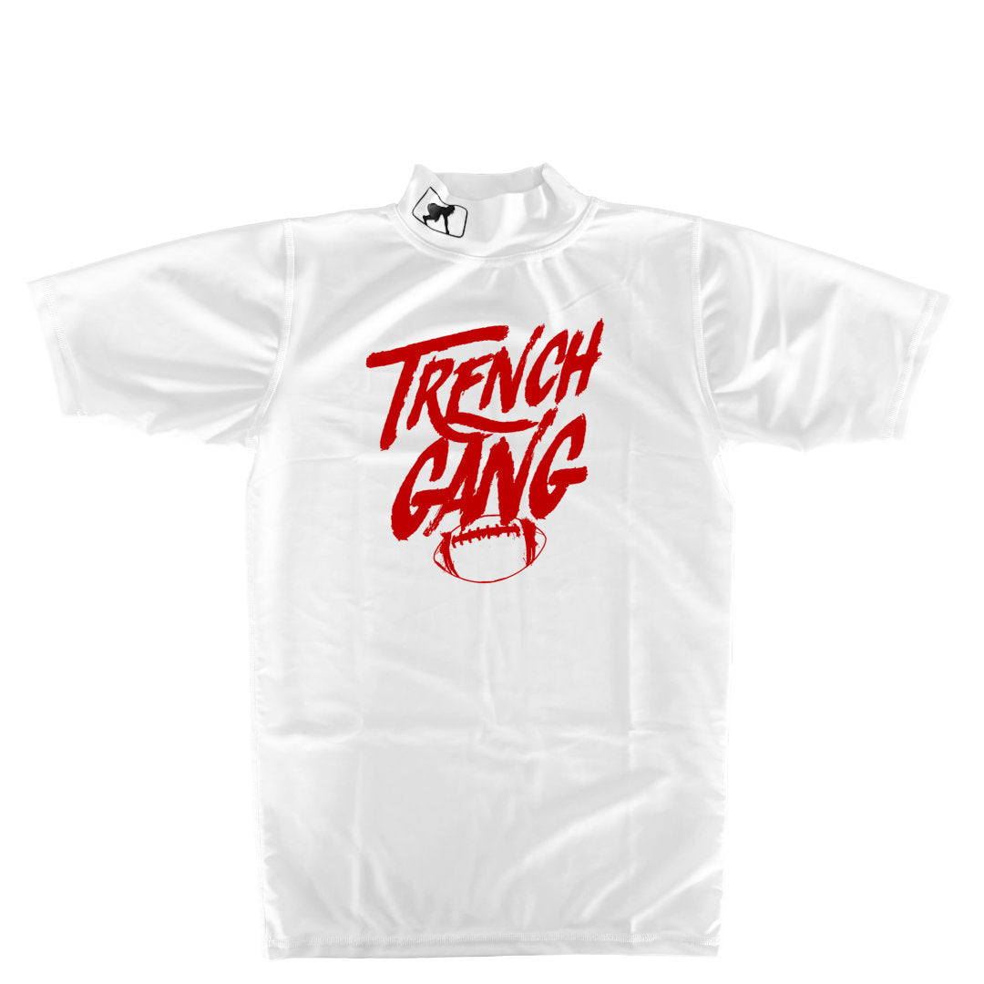 TRENCH GANG (Red) - Mock Neck Short Sleeve Compression Top