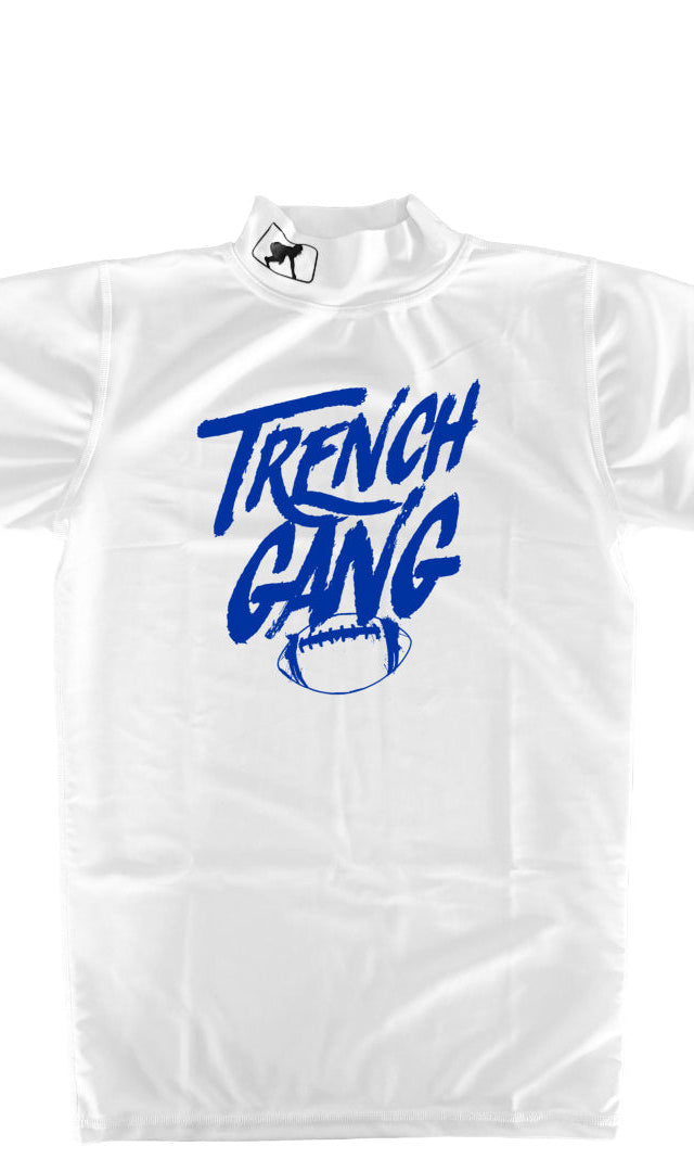 TRENCH GANG (Royal) - Mock Neck Short Sleeve Compression Top