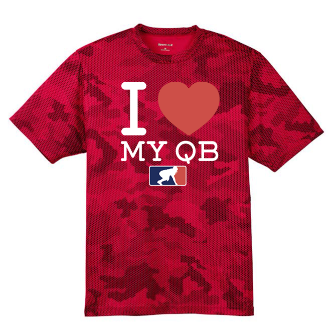 I <3 MY QB - Hex Camo Performance Tee