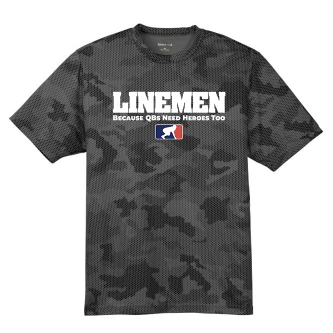 LINEMEN: QB HEROES - Hex Camo Performance Tee