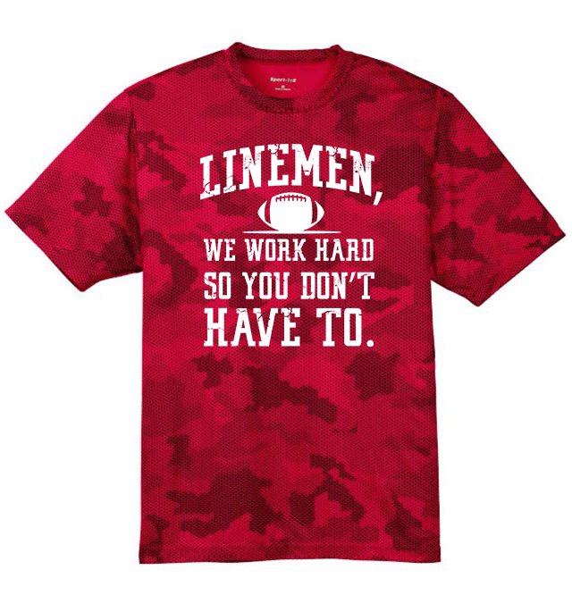 LINEMEN WORK HARD - Hex Camo Performance Tee