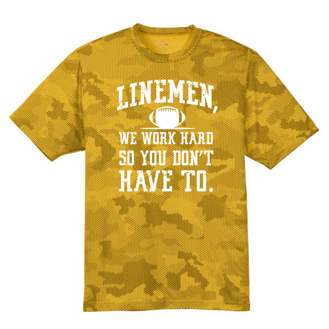 LINEMEN WORK HARD - Hex Camo Performance Tee