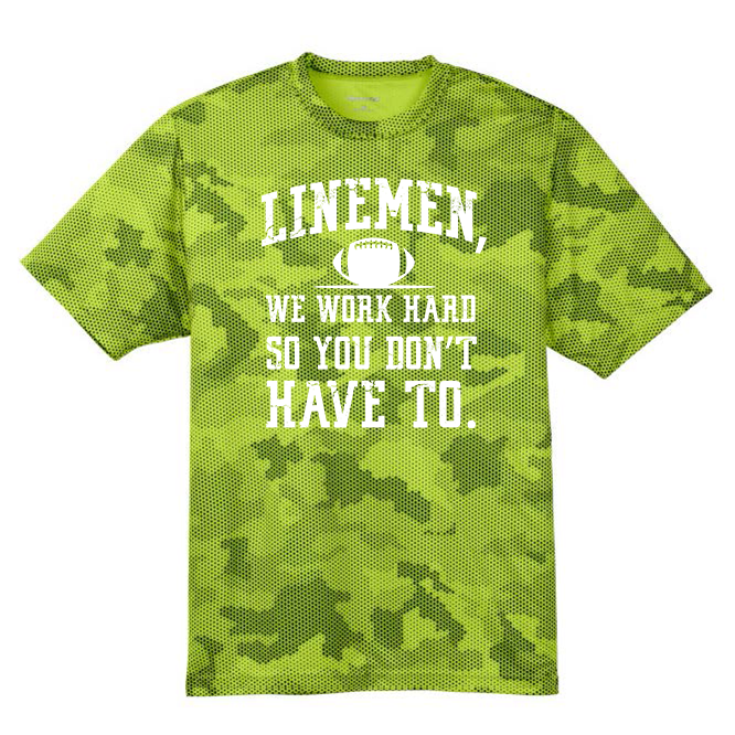 LINEMEN WORK HARD - Hex Camo Performance Tee