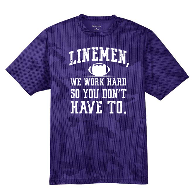 LINEMEN WORK HARD - Hex Camo Performance Tee