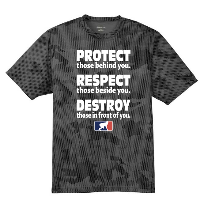 PROTECT RESPECT DESTROY - Hex Camo Performance Tee