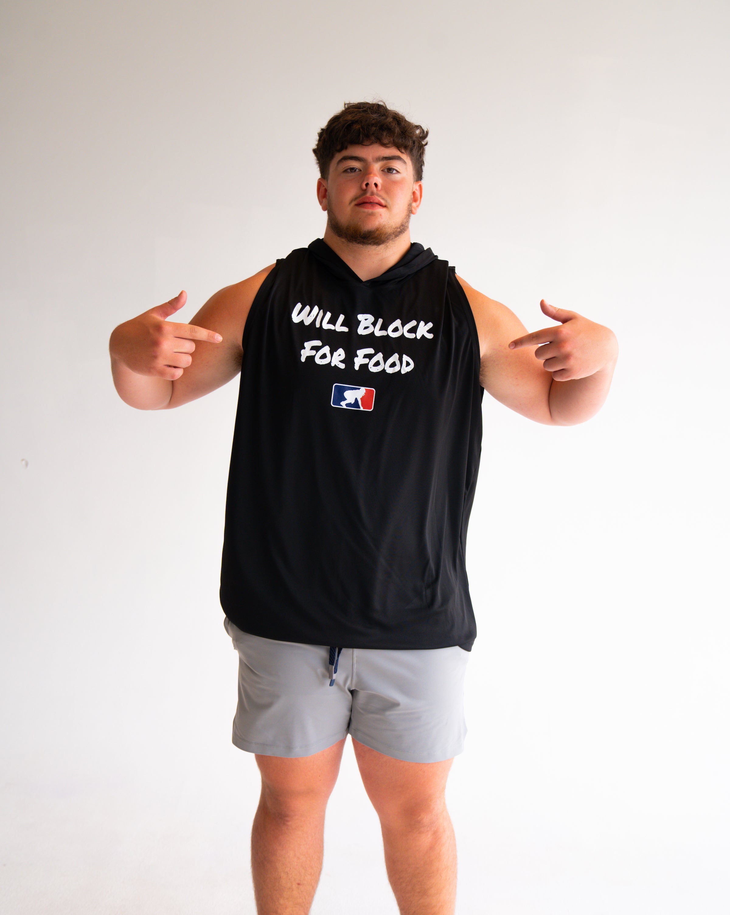 WILL BLOCK FOR FOOD - Hooded Muscle Tee