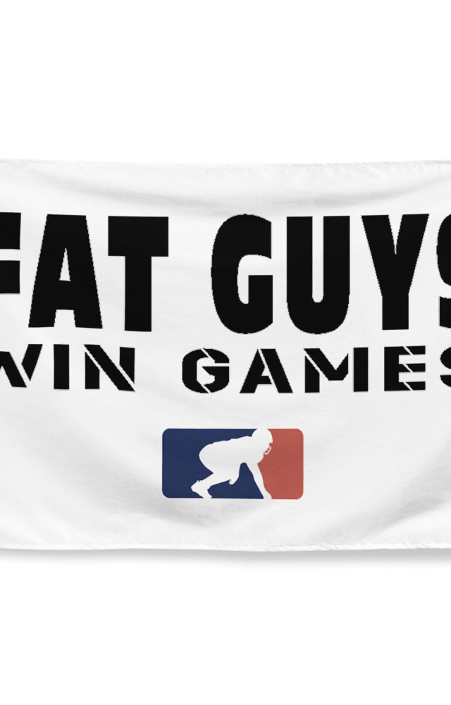 Fat Guys Win Games (White) - Flag